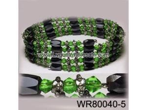 36inch Green Glass ,Alloy,Magnetic Wrap Bracelet Necklace All in One Set